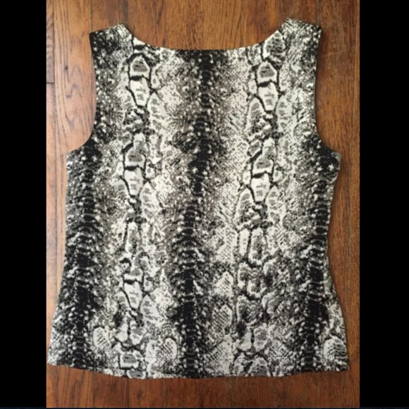 St. John Gray Black Python Print Stretch Silk Top - Picture 4 of 7